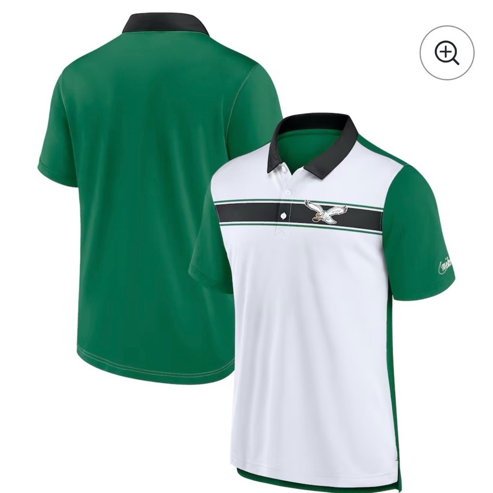 Men's Nike White/Kelly Green Philadelphia Eagles Rewind Pique Polo NWT Size M